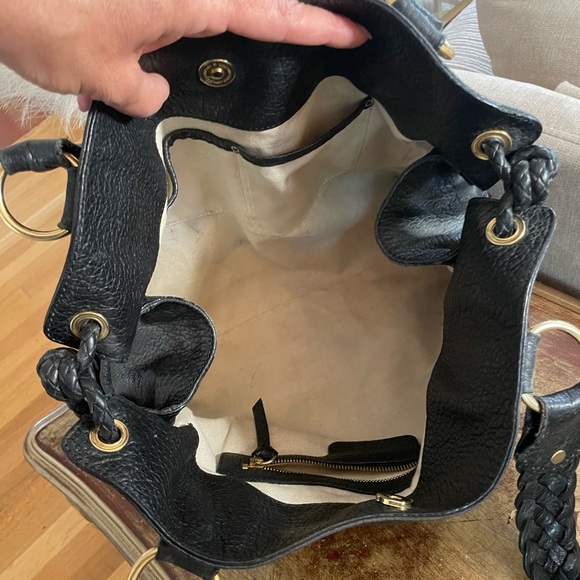 Michael Kors Black Leather Tote Shoulder Bag Woven - Picture 3 of 10